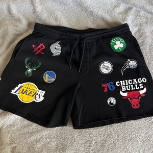 NBA All Team Logo Shorts Black Streetwear Graphic Shorts
